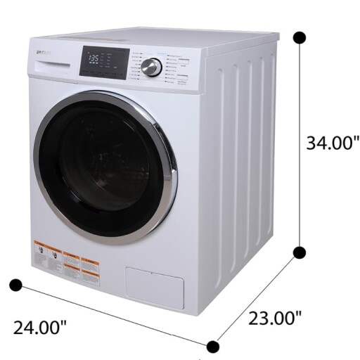 RCA RWD270 Washer and Dryer Combo in a stylish laundry room.