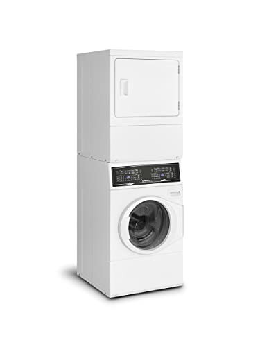 Stacked washer and dryer unit in white