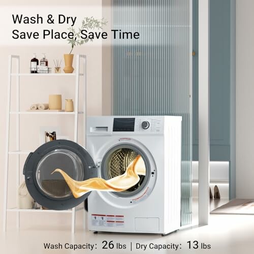 Compact washer dryer combo in modern laundry room