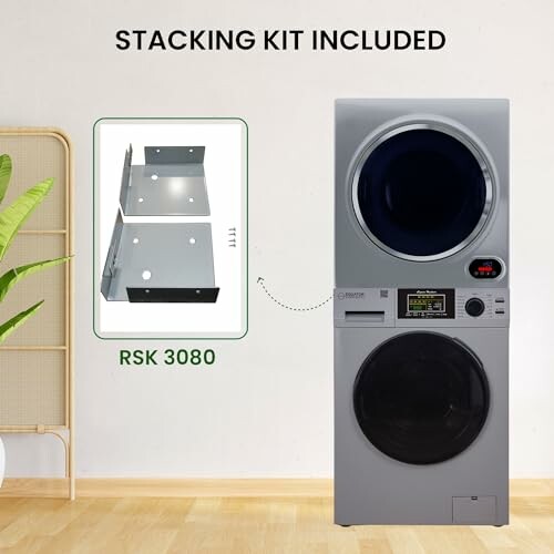 Washer and dryer with stacking kit included.